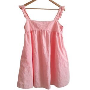 Shein Girls 100% Cotton Ruffled Flutter Sleeves Peach Baby Doll SunDress L